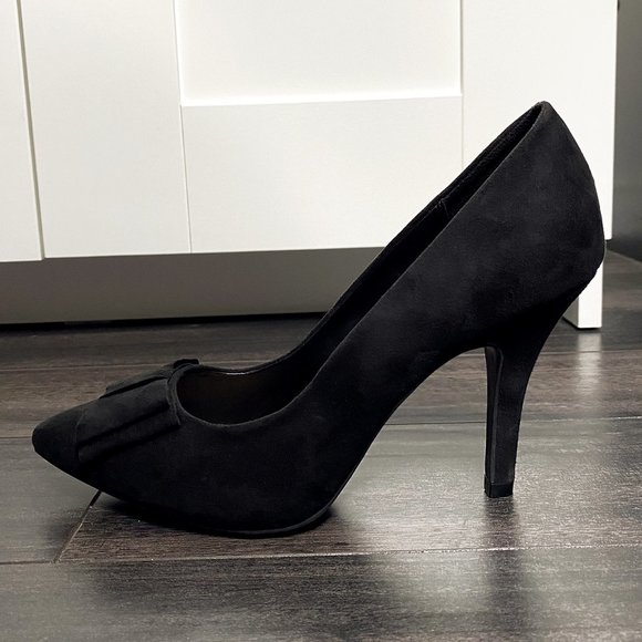 K Studio - Black Suede Heels w Bow Detail - 6.5 - Picture 4 of 9